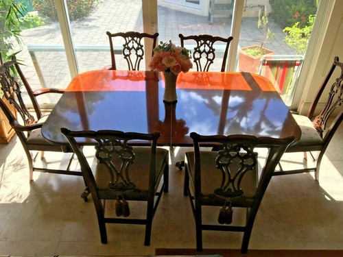 Formal wood dinning - room, table